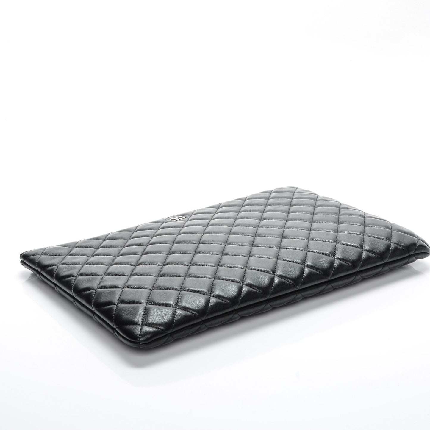 Lambskin Quilted Large Cosmetic Case Black