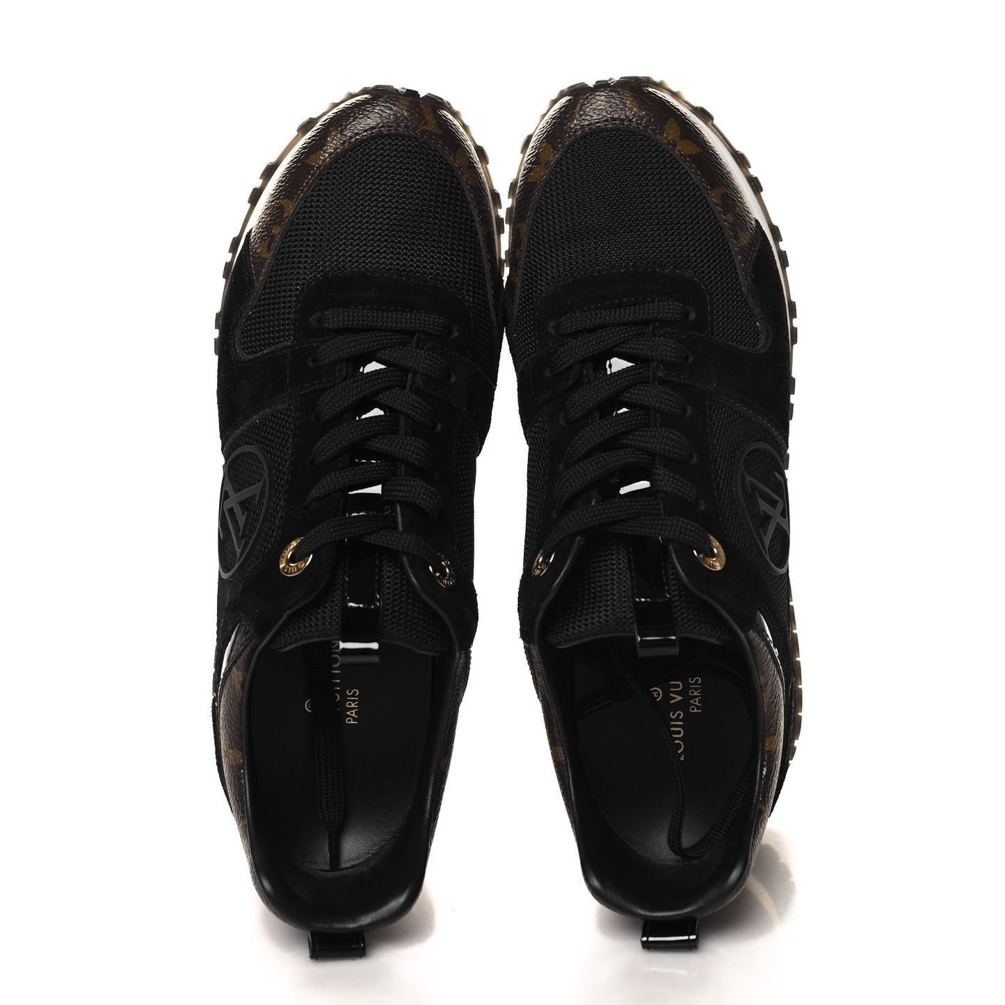 Suede Monogram Run Away Sneakers 37 Black
