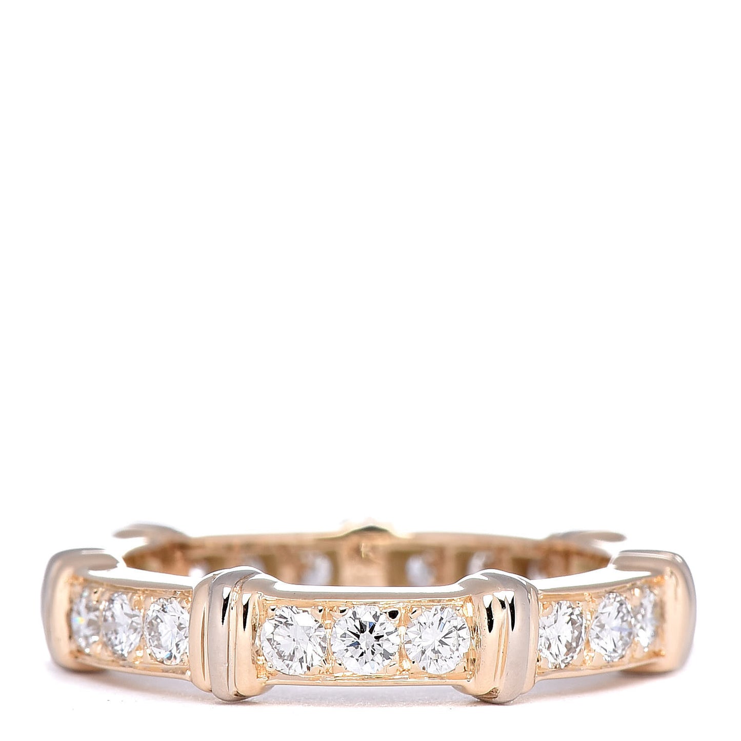 CARTIER 18K Yellow White Gold Diamond Contessa Band Ring 49 4.75