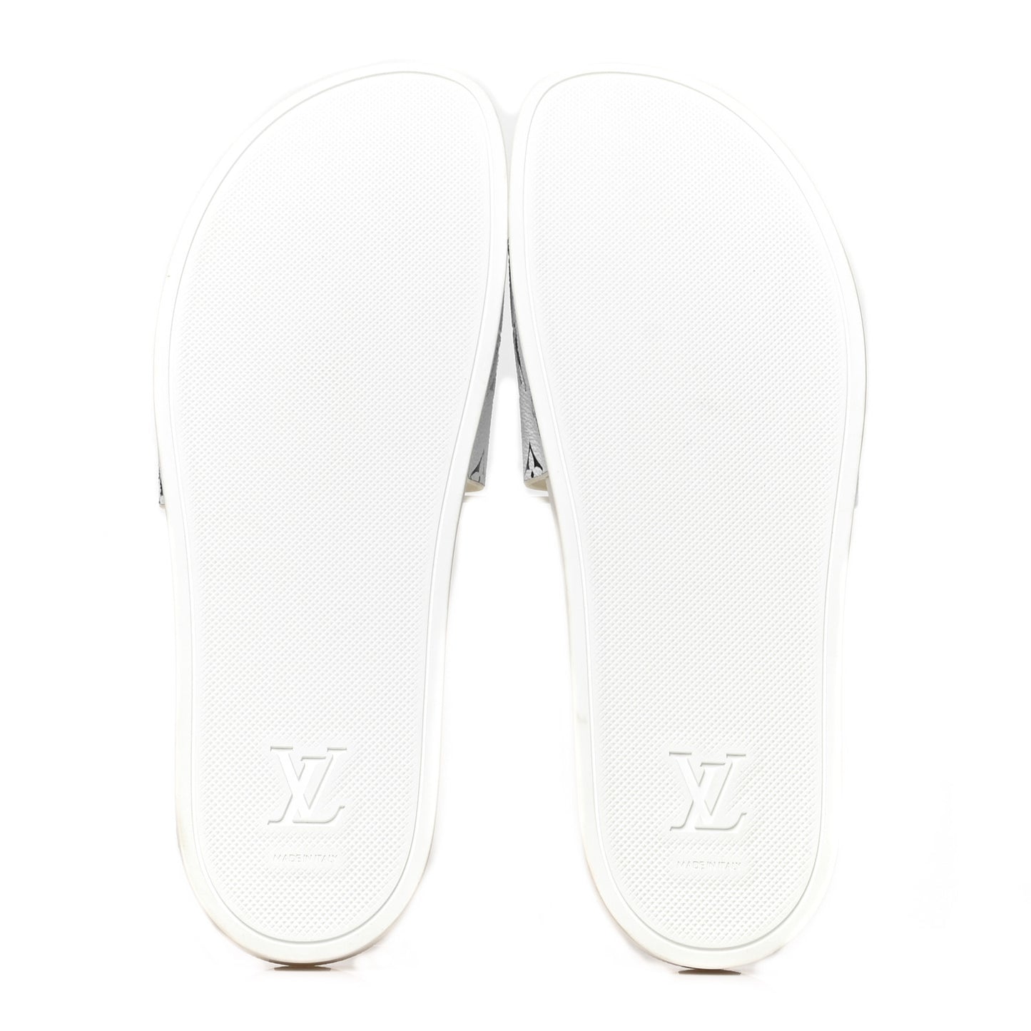 Iridescent Rubber Monogram Mens Waterfront Mules 12 White