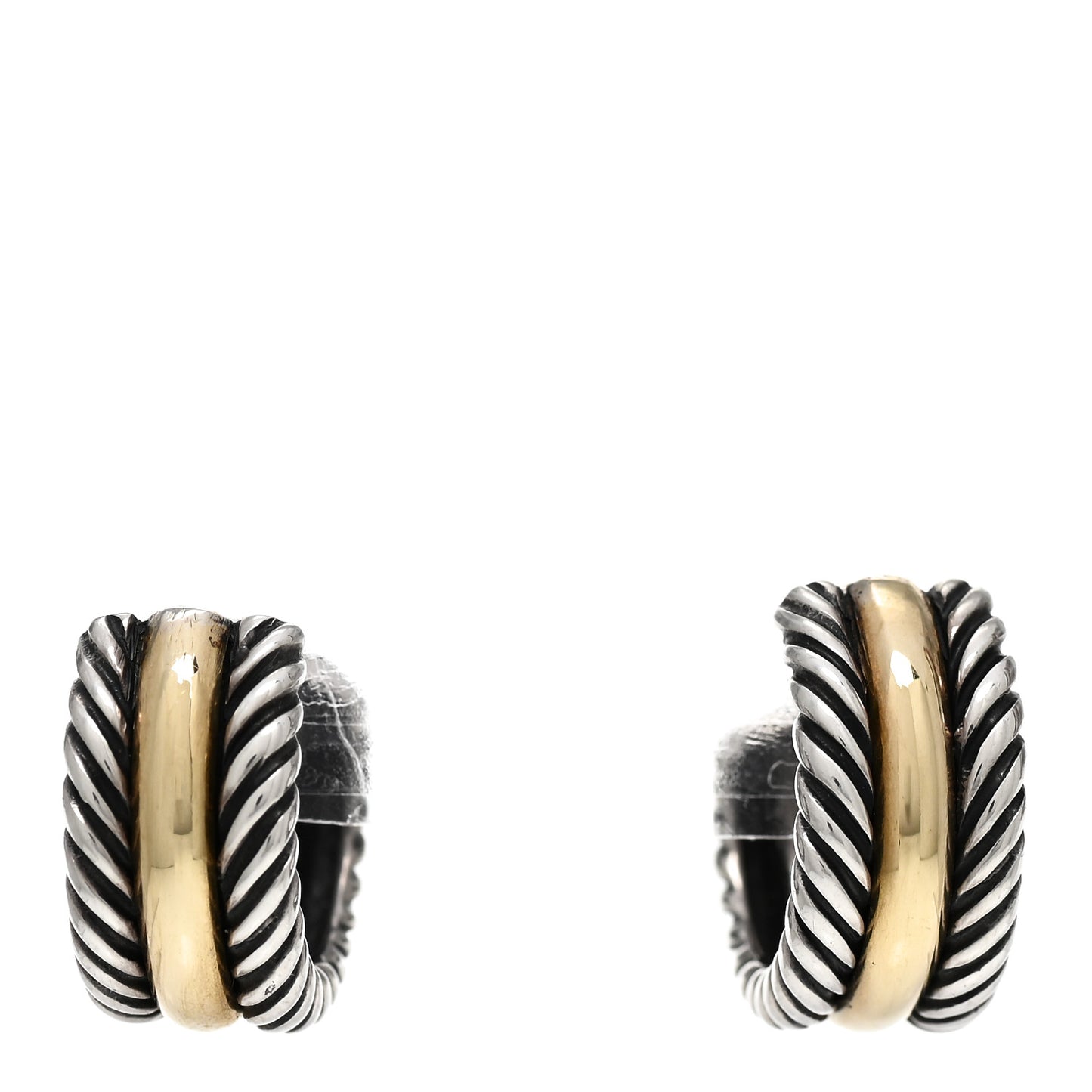 Sterling Silver 14K Yellow Gold 16mm Cable Classics Hoop Earrings