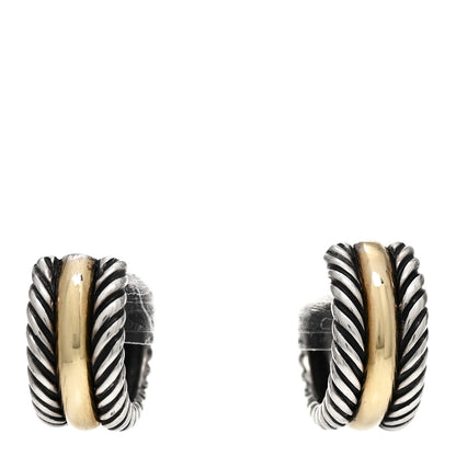 David Yurman Sterling Silver 14K Yellow Gold 16mm Cable Classics Hoop Earrings 1 of 5