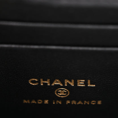 Chanel Lambskin Quilted Top Handle Flap Clutch With Chain Black 6 of 13