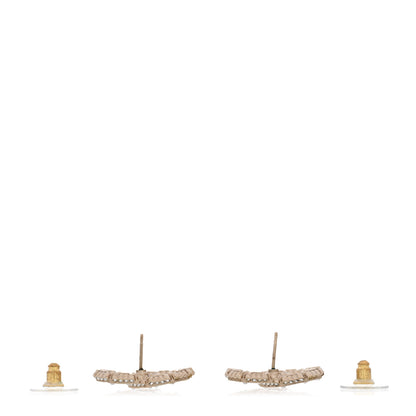 Chanel Crystal Baguette Pearl CC Earrings Gold Pearly White 3 of 7