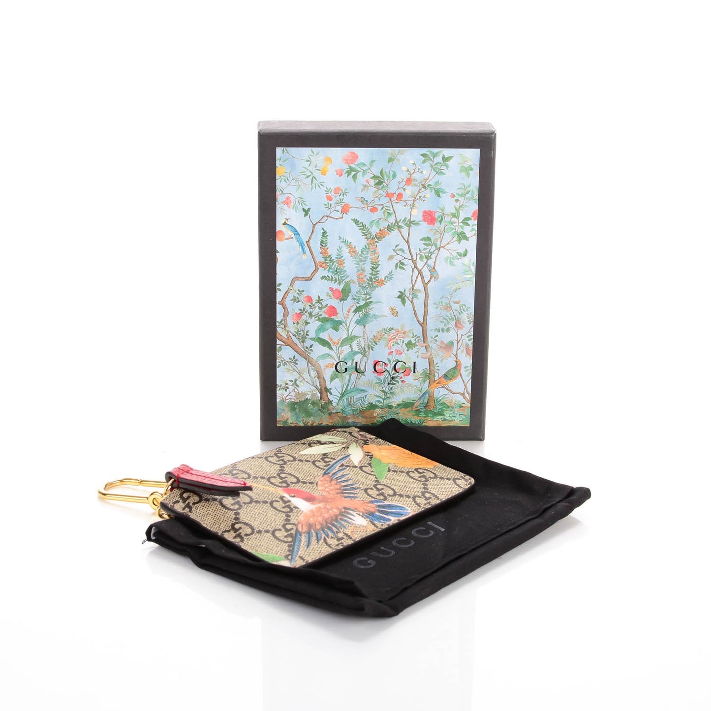 GG Supreme Monogram Tian Key Case Beige Multicolor Red