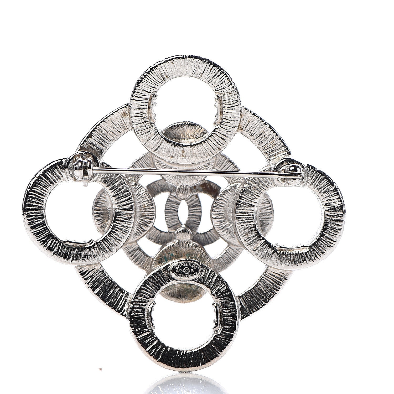 Chanel Pearl Crystal CC Brooch Silver 3 of 4
