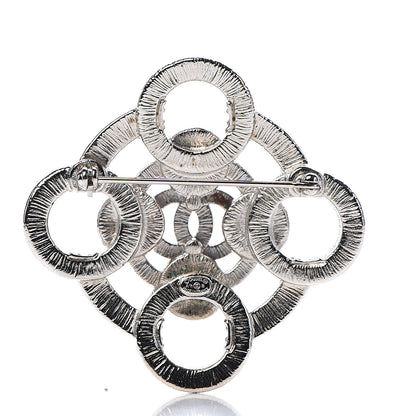 Chanel Pearl Crystal CC Brooch Silver 3 of 4