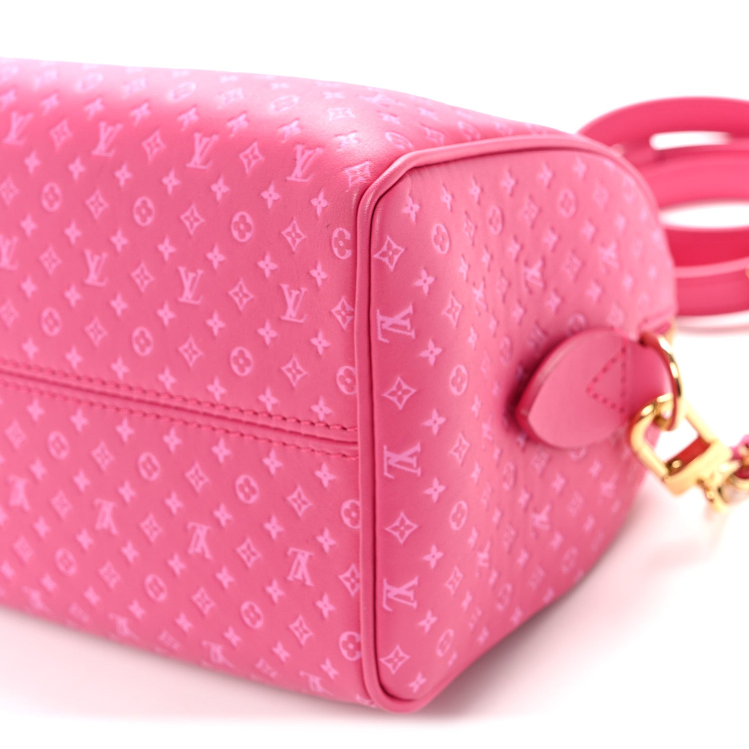 Louis Vuitton Calfskin Nanogram Embossed Speedy Bandouliere 20 Rose 9 of 9