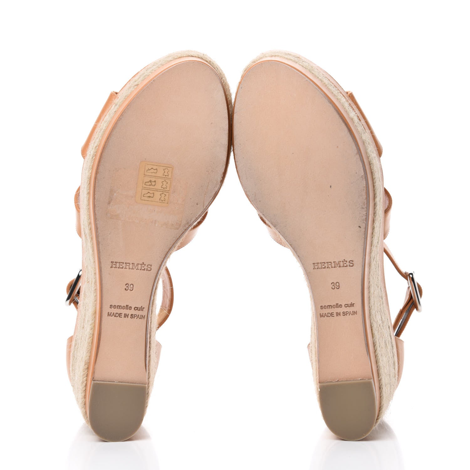 Hermes Calfskin Ilana Espadrille Wedge Sandals 39 Miel 5 of 10