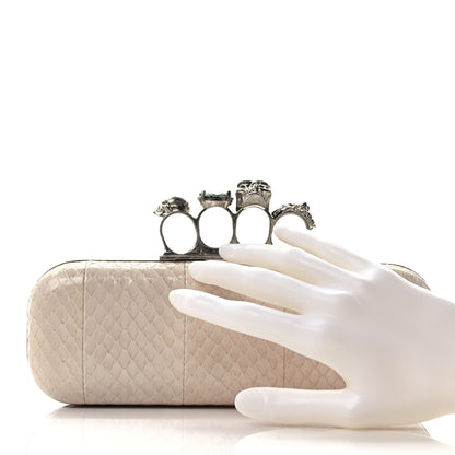 Alexander McQueen Snakeskin Knuckle Box Clutch Beige 2 of 10