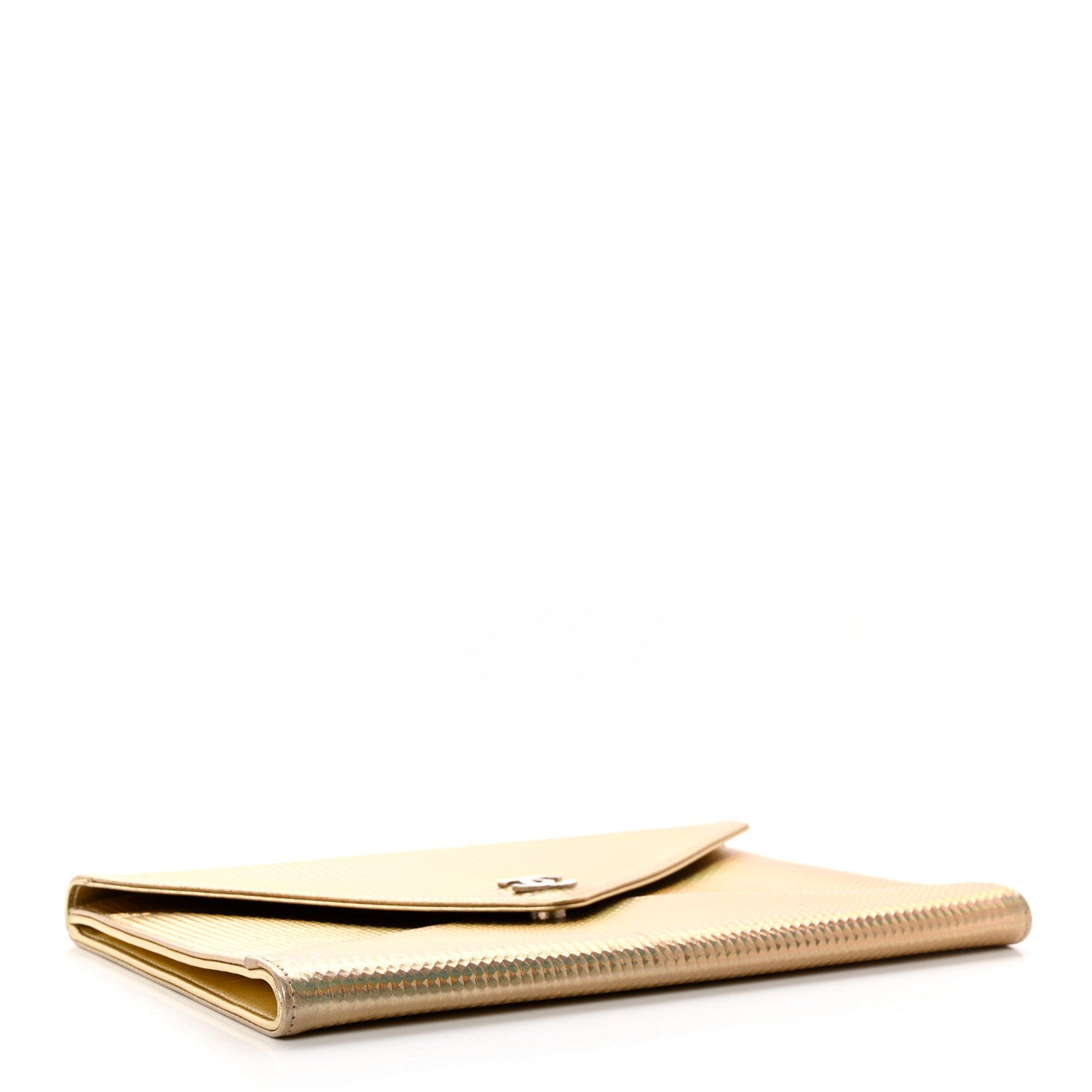 Chanel Metallic Lambskin Embossed Envelope Clutch Gold 4 of 8