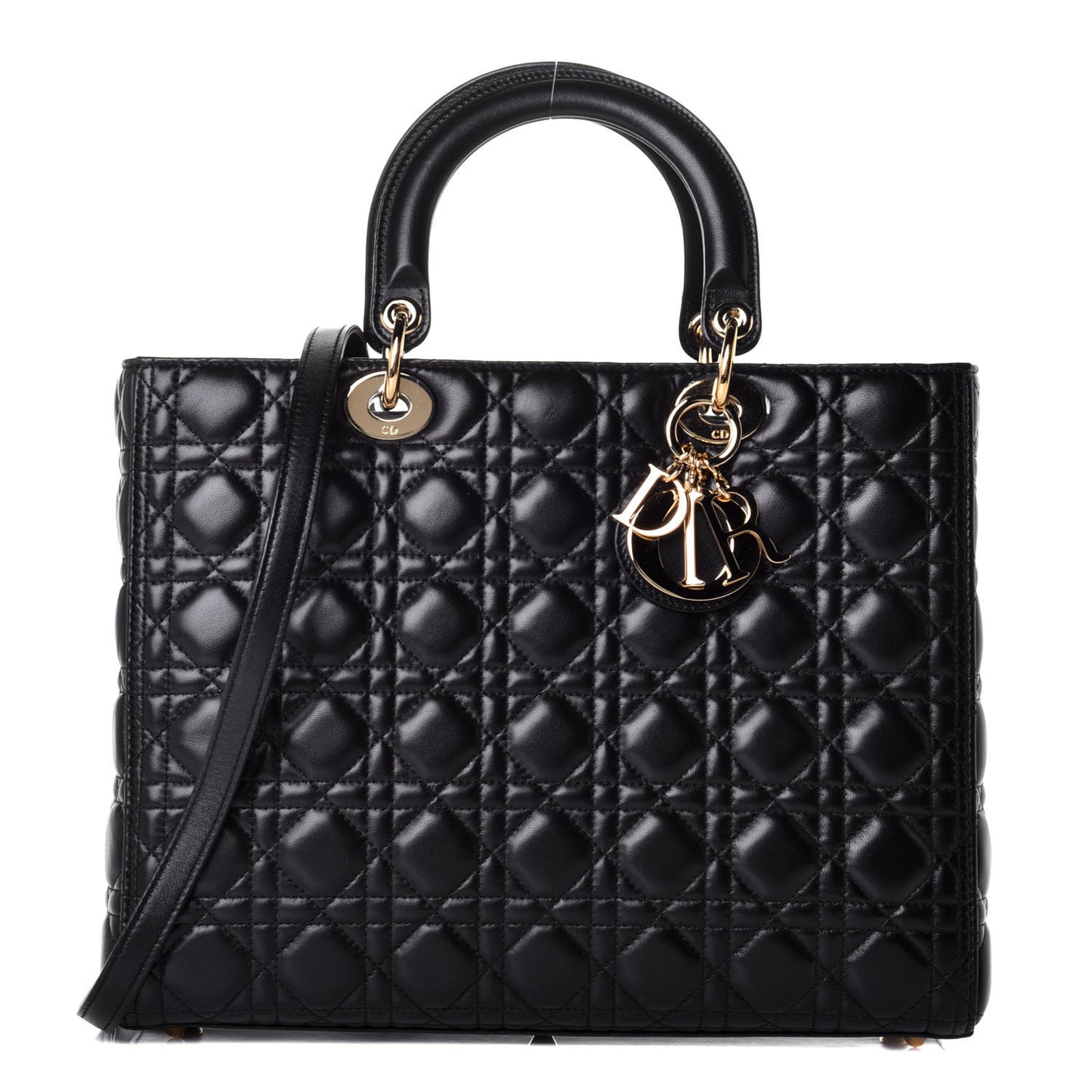 Lambskin Cannage Large Lady Dior Black