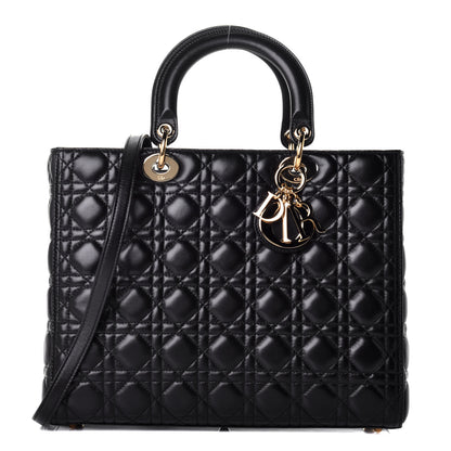 Christian Dior Lambskin Cannage Large Lady Dior Black 1 of 11