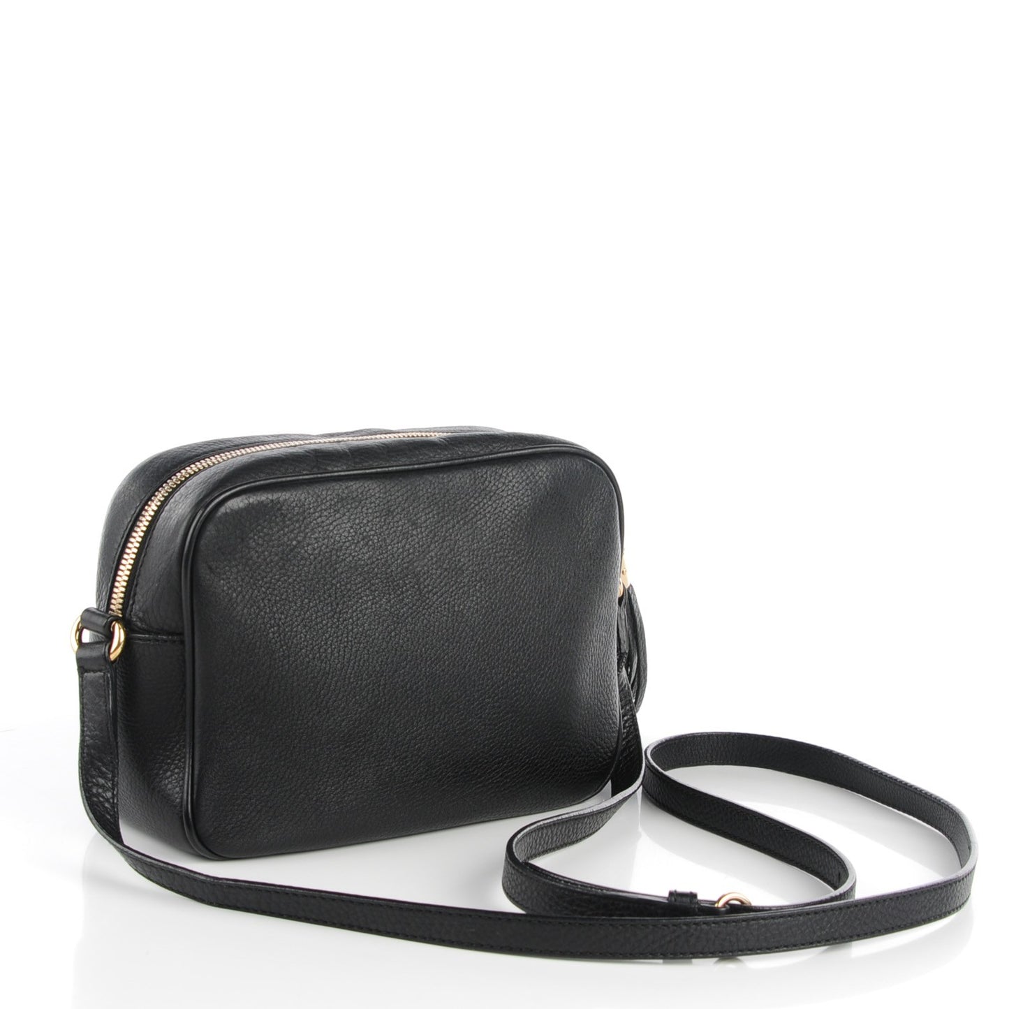 Pebbled Calfskin Small Soho Disco Bag Black