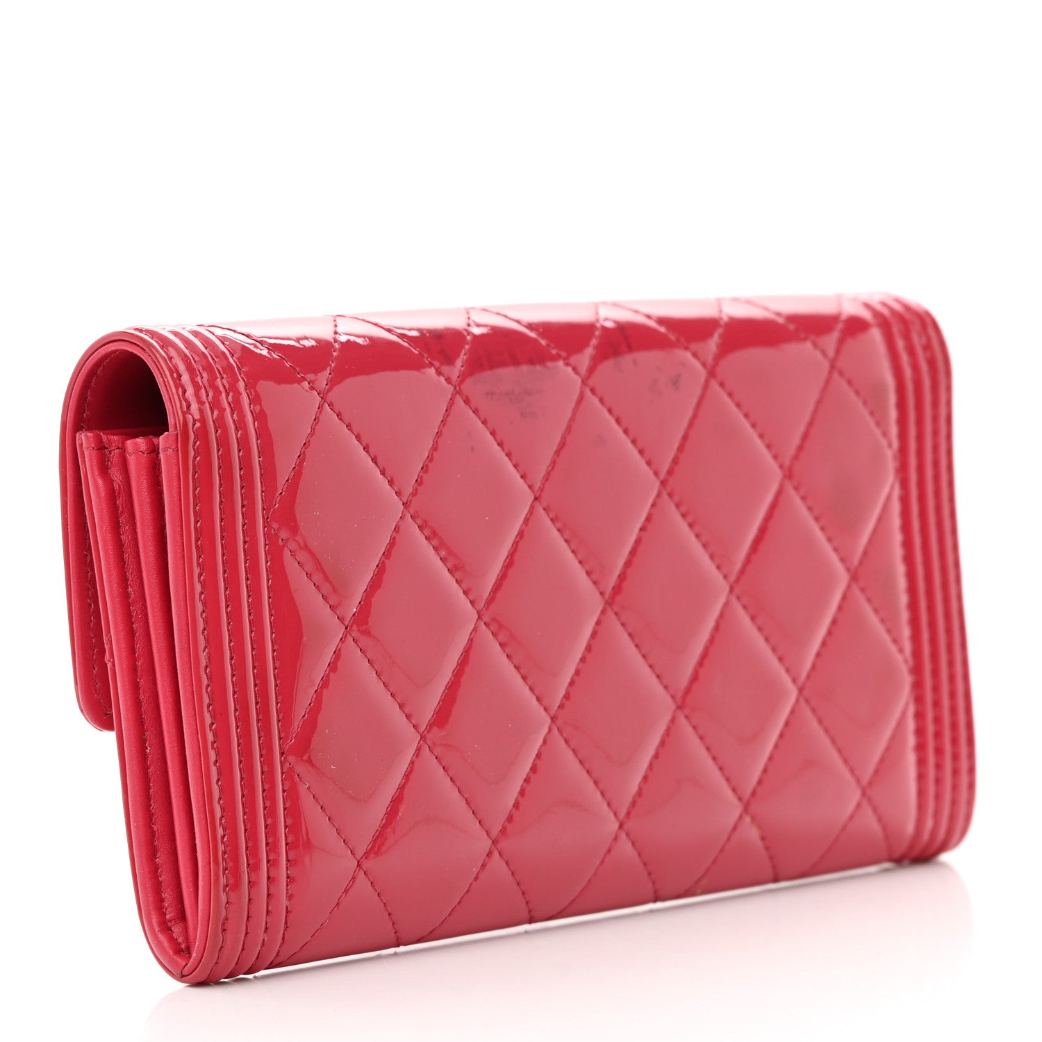 Chanel Patent Calfskin Quilted Boy Flap Wallet Pink 3 of 17