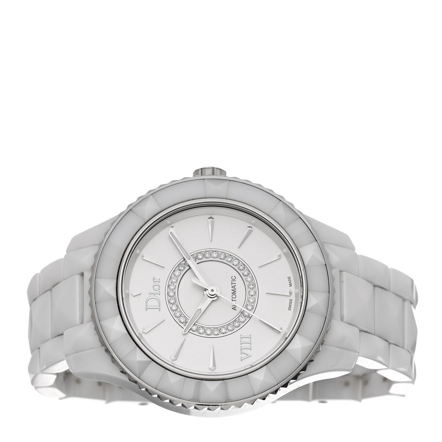 Stainless Steel Ceramic Diamond 38mm Dior VIII Automatic Watch White