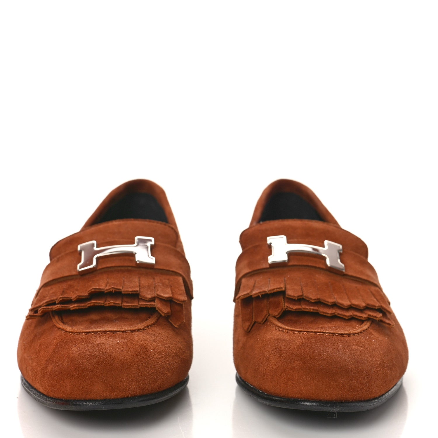 Hermes Suede Goatskin Womens Royal Loafers 39 Gold 2 of 9