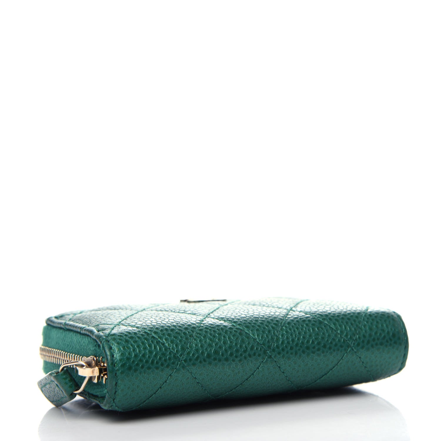 Chanel Metallic Caviar Quilted Zip Coin Purse Green 4 of 7