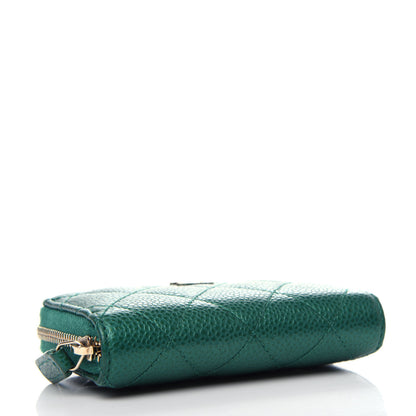 Chanel Metallic Caviar Quilted Zip Coin Purse Green 4 of 7