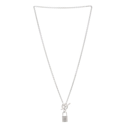 Hermes Sterling Silver Cadenas Kelly Lock Pendant Necklace 3 of 5