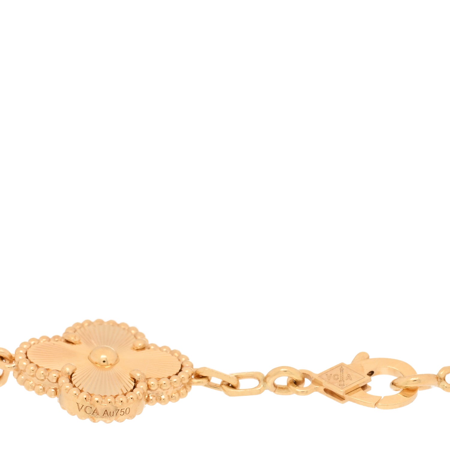 Van Cleef & Arpels 18K Yellow Gold Diamond 5 Motifs Guilloche Vintage Alhambra Bracelet 3 of 4
