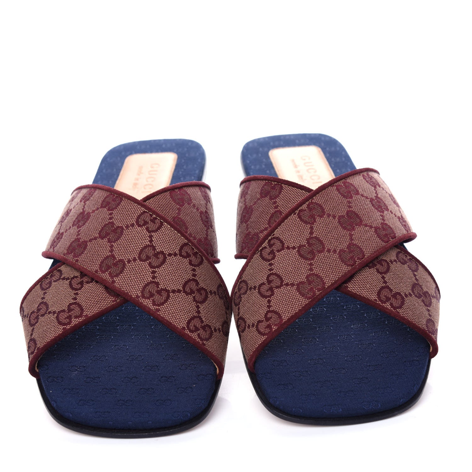 Gucci Canvas GG Monogram Mens Criss Cross Slide Sandals 12 Sahara Rubino Chardonnay 5 of 11