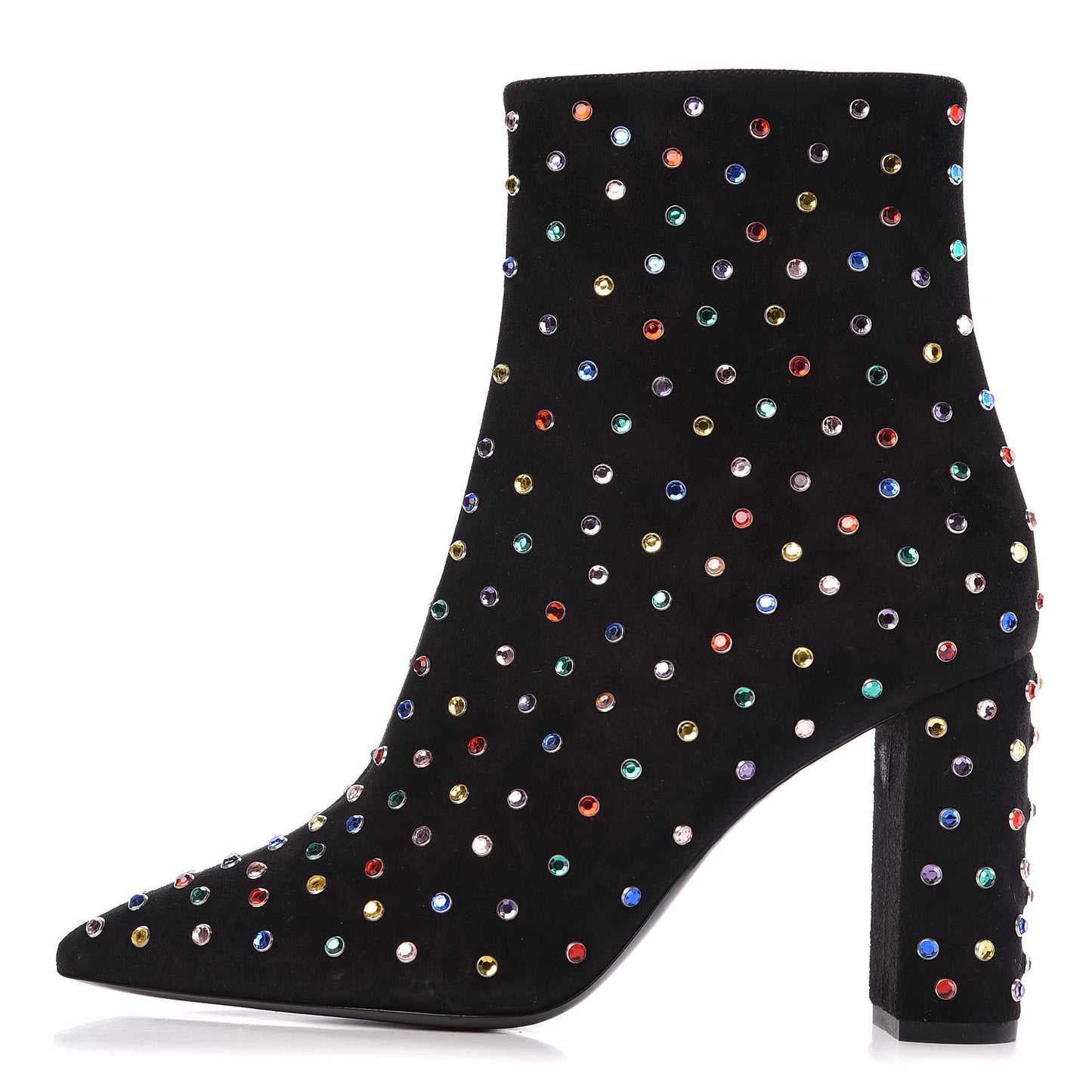Suede Crystal Betty 95 Ankle Boots 38 Black Multicolor