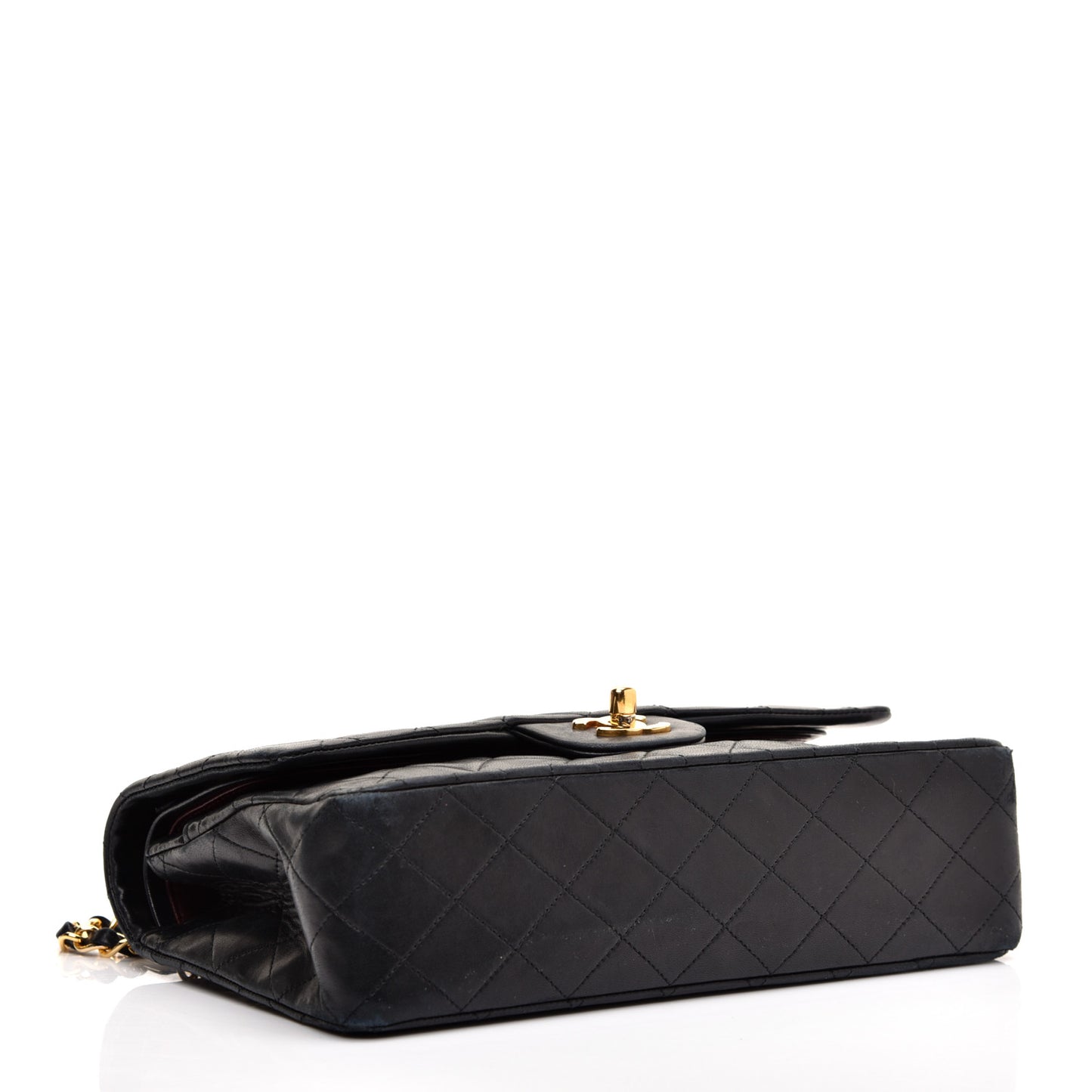 Lambskin Quilted Medium Double Flap Black