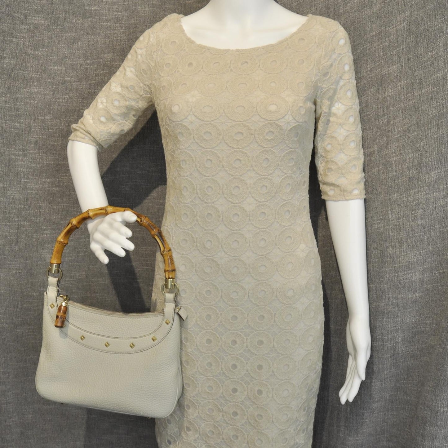 Leather Anita Bamboo Top Handle Bag