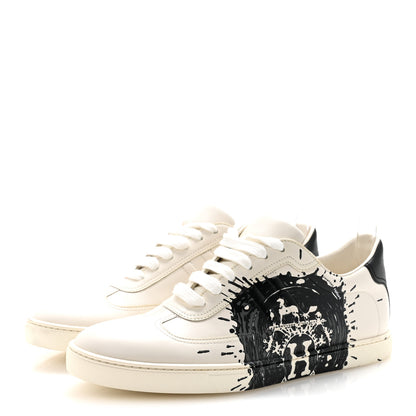 Hermes Swift Peinture Fraiche Womens Quicker Sneakers 39 White Black 4 of 9