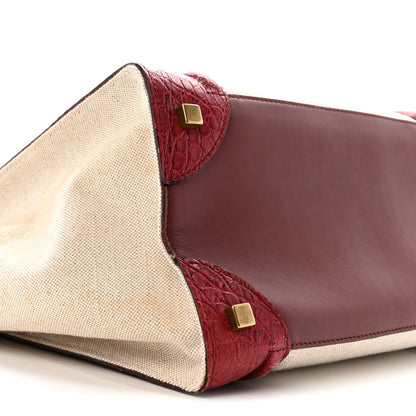 Celine Canvas Crocodile Embossed Bi-Color Mini Luggage Beige Red 8 of 14
