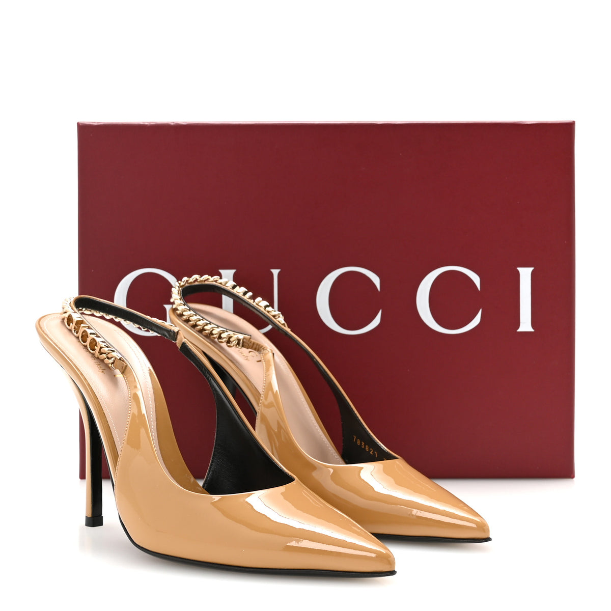 Vernice Crystal Nappa Charlotte Signoria Slingback Pumps 38.5 Shaker Sand