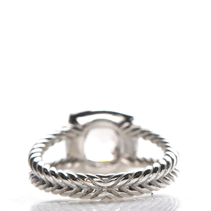 David Yurman Sterling Silver Diamond Morganite 7mm Petite Albion Ring 53 6.5 4 of 5