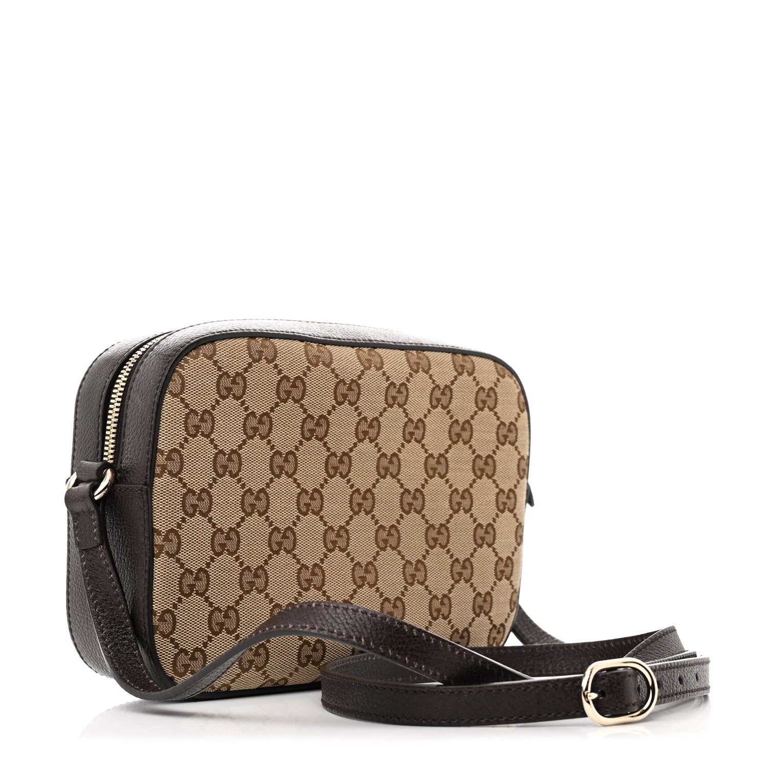 Gucci GG Supreme Monogram Web Small Webby Bee Shoulder Bag Dark Brown 3 of 11