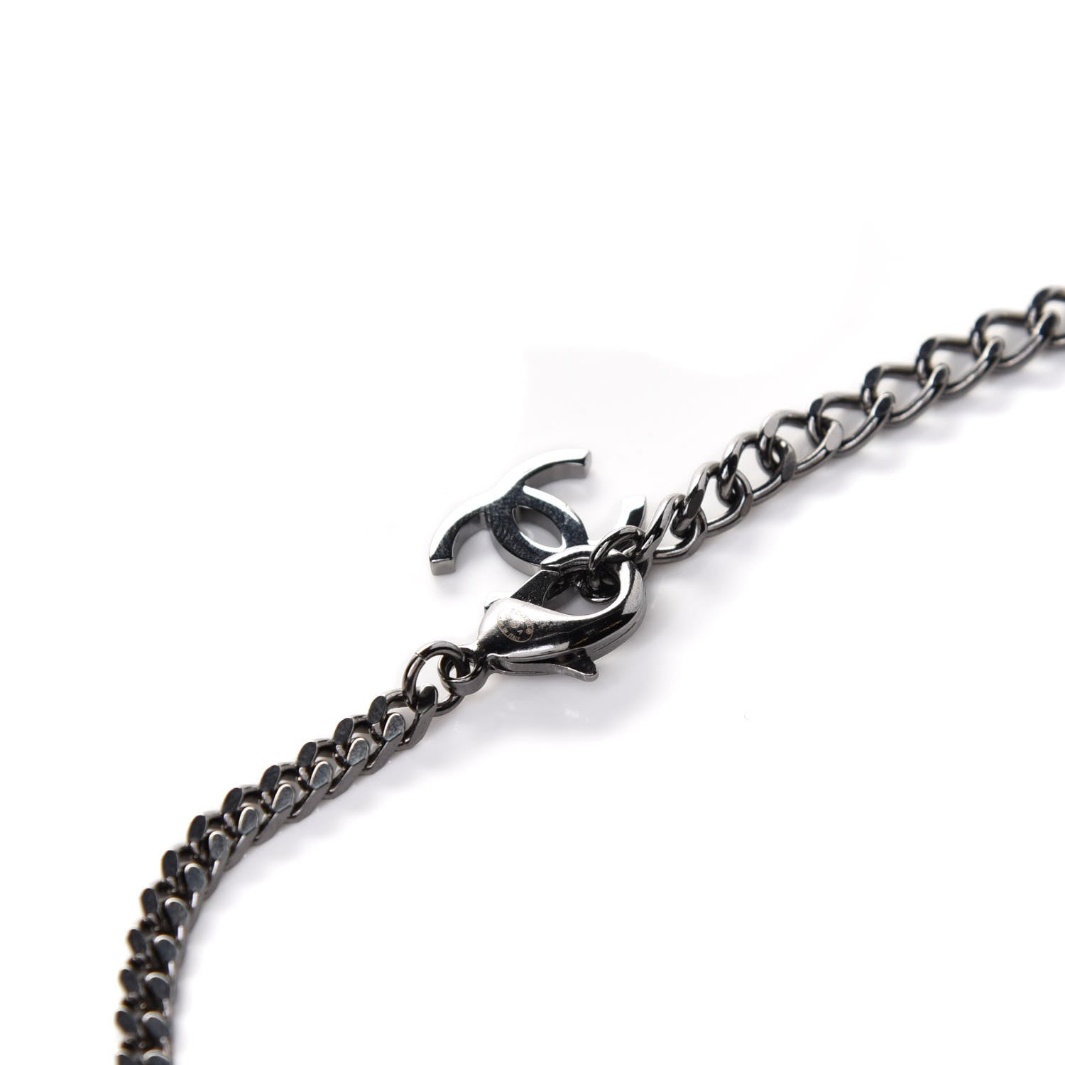 Chanel Ruthenium Crystal Chain CC Choker Silver 4 of 4