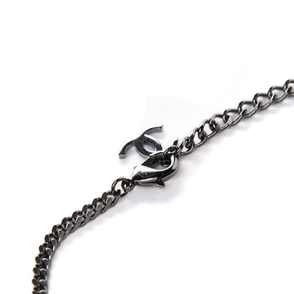 Chanel Ruthenium Crystal Chain CC Choker Silver 4 of 4