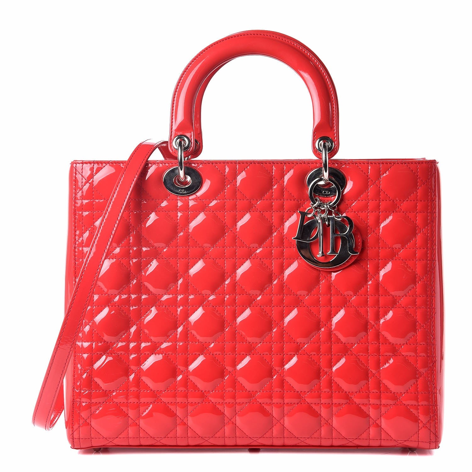 Christian Dior Patent Cannage Large Lady Dior Red 1 of 8