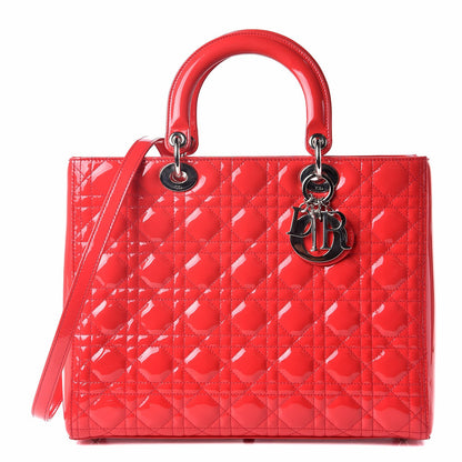 Christian Dior Patent Cannage Large Lady Dior Red 1 of 8