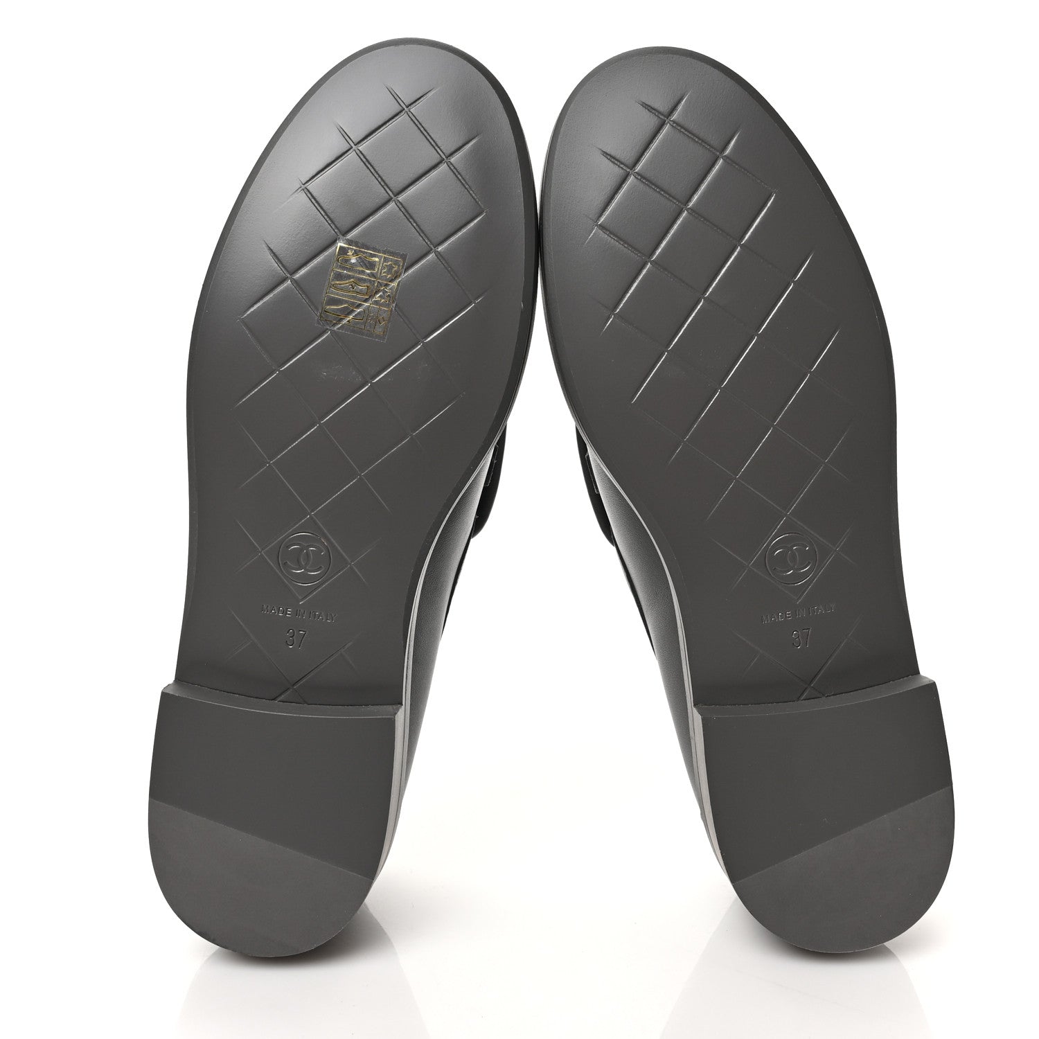 Chanel Lambskin Quilted CC Turnlock Loafers 37 Grey 5 of 8
