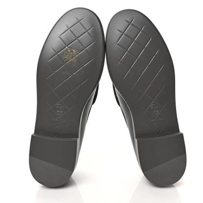 Chanel Lambskin Quilted CC Turnlock Loafers 37 Grey 5 of 8
