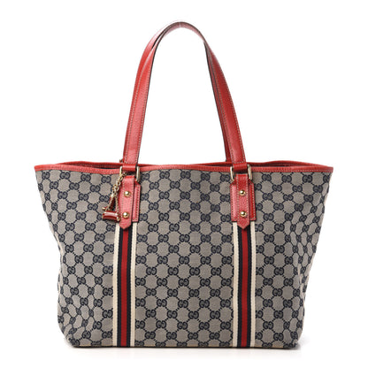 Gucci Monogram Large Jolicoeur Tote Navy Red 1 of 10