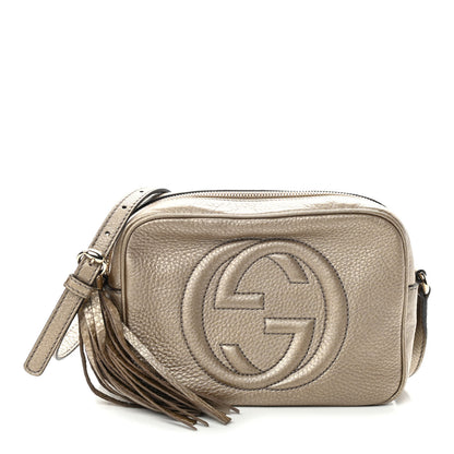Gucci Metallic Pebbled Calfskin Small Soho Disco Bag Golden Beige 1 of 11