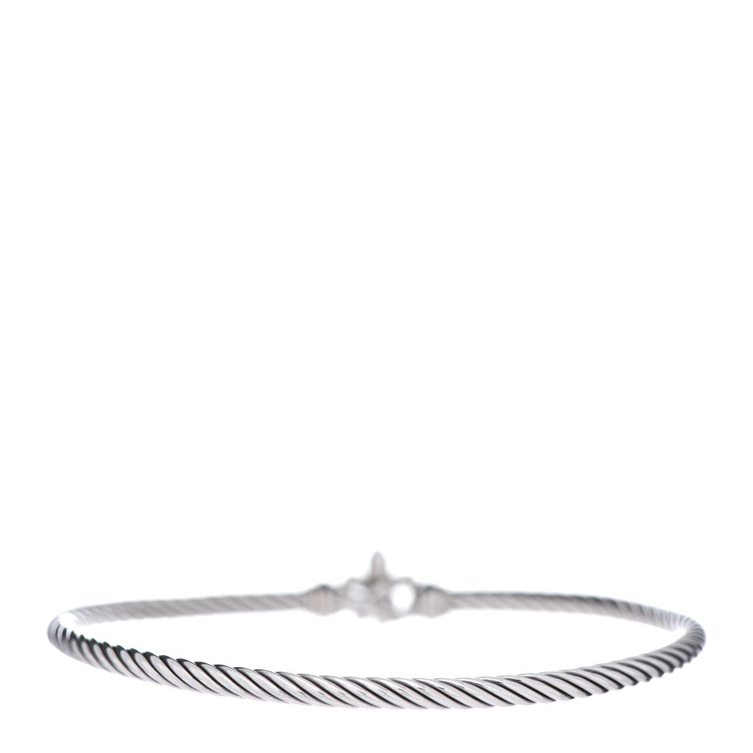David Yurman Sterling Silver 18K Yellow Gold 3mm Cable Collectibles Fleur De Lis Bracelet 3 of 4