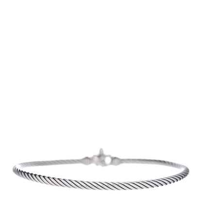David Yurman Sterling Silver 18K Yellow Gold 3mm Cable Collectibles Fleur De Lis Bracelet 3 of 4