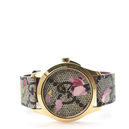 Gucci Stainless Steel Canvas 38mm G-Timeless Supreme GG Blooms Quartz Watch Brown 3 of 8