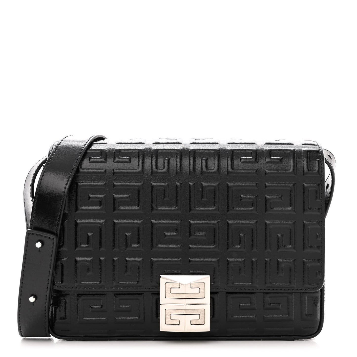 Calfskin 4G Embossed Medium Shoulder Bag Black