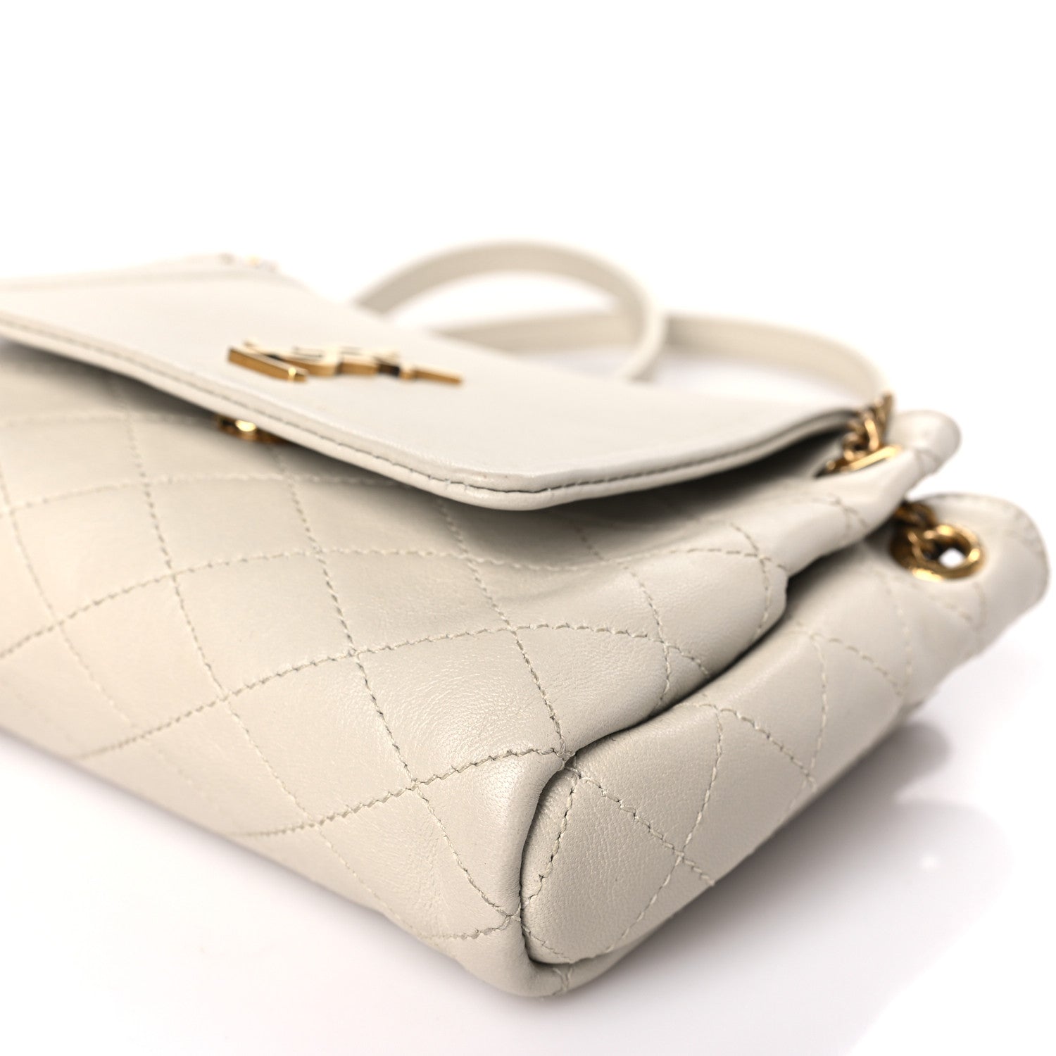 Saint Laurent Lambskin Quilted Monogram Mini Nolita Blanc Vintage 8 of 9