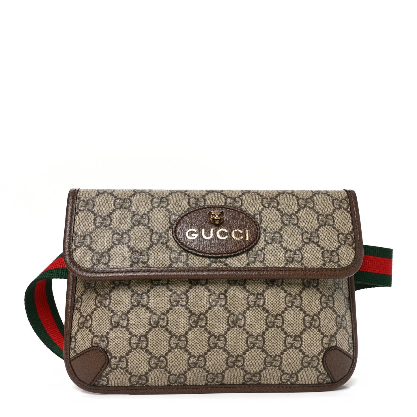GG Supreme Monogram Neo Vintage Web Belt Bag Brown