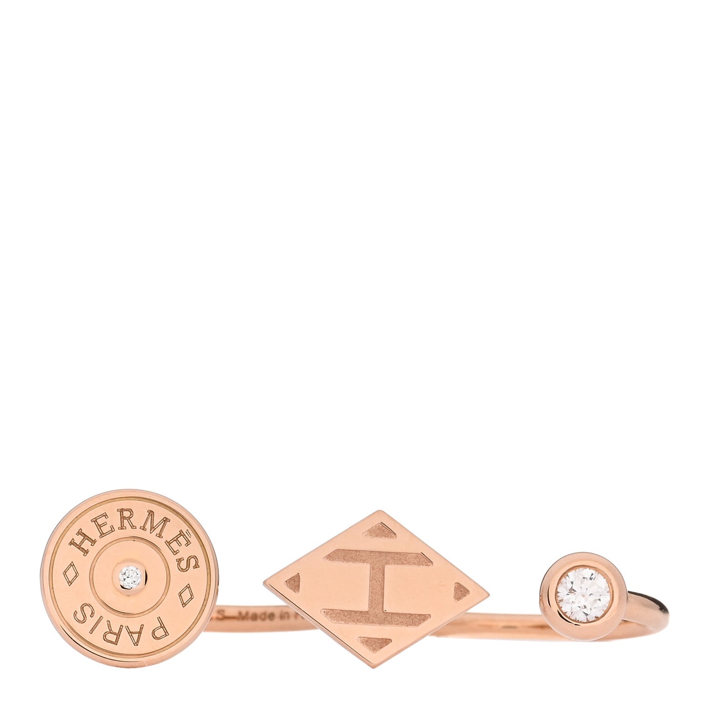 18K Rose Gold Diamond Gambade Double Ring 49 5