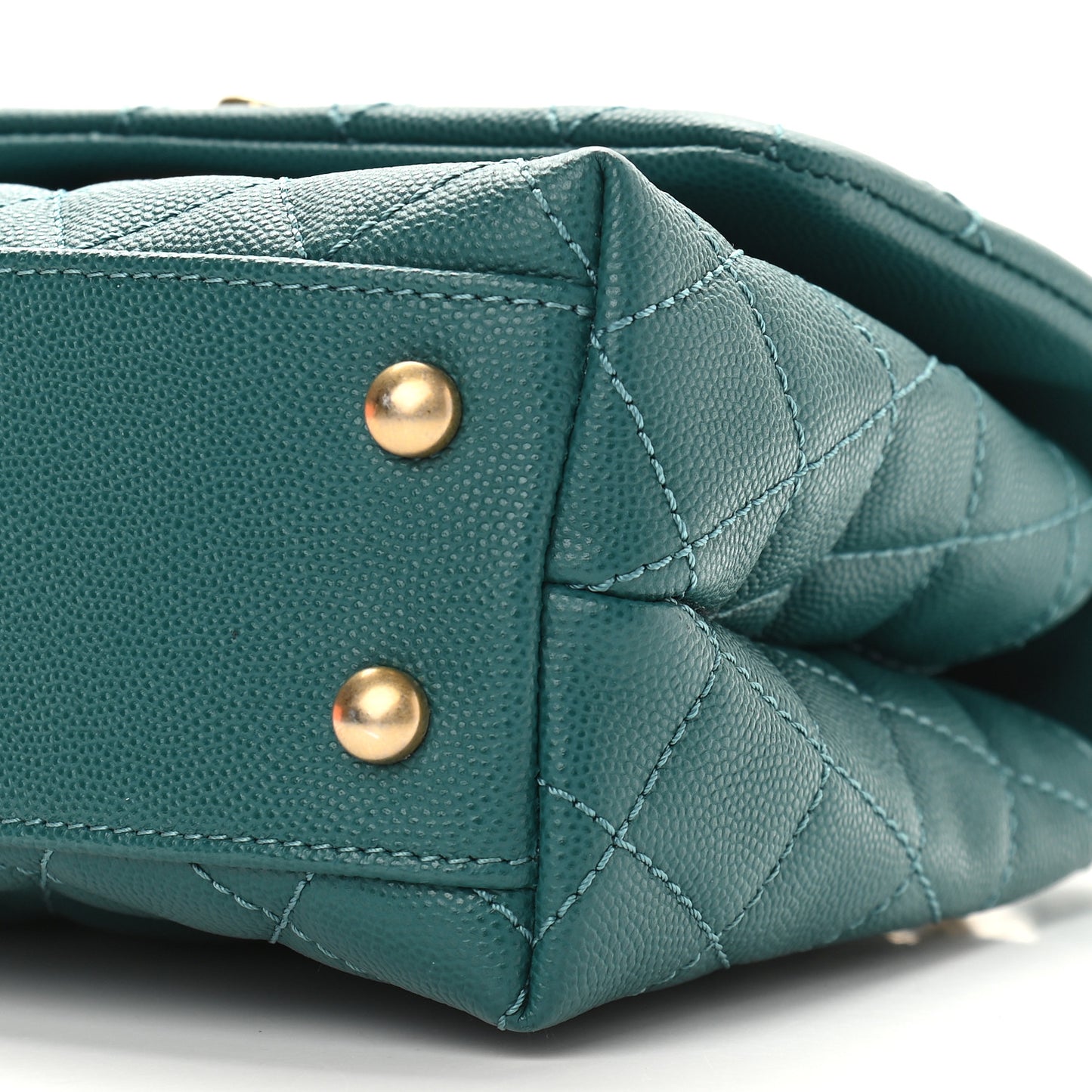 Caviar Quilted Mini Coco Handle Flap Green